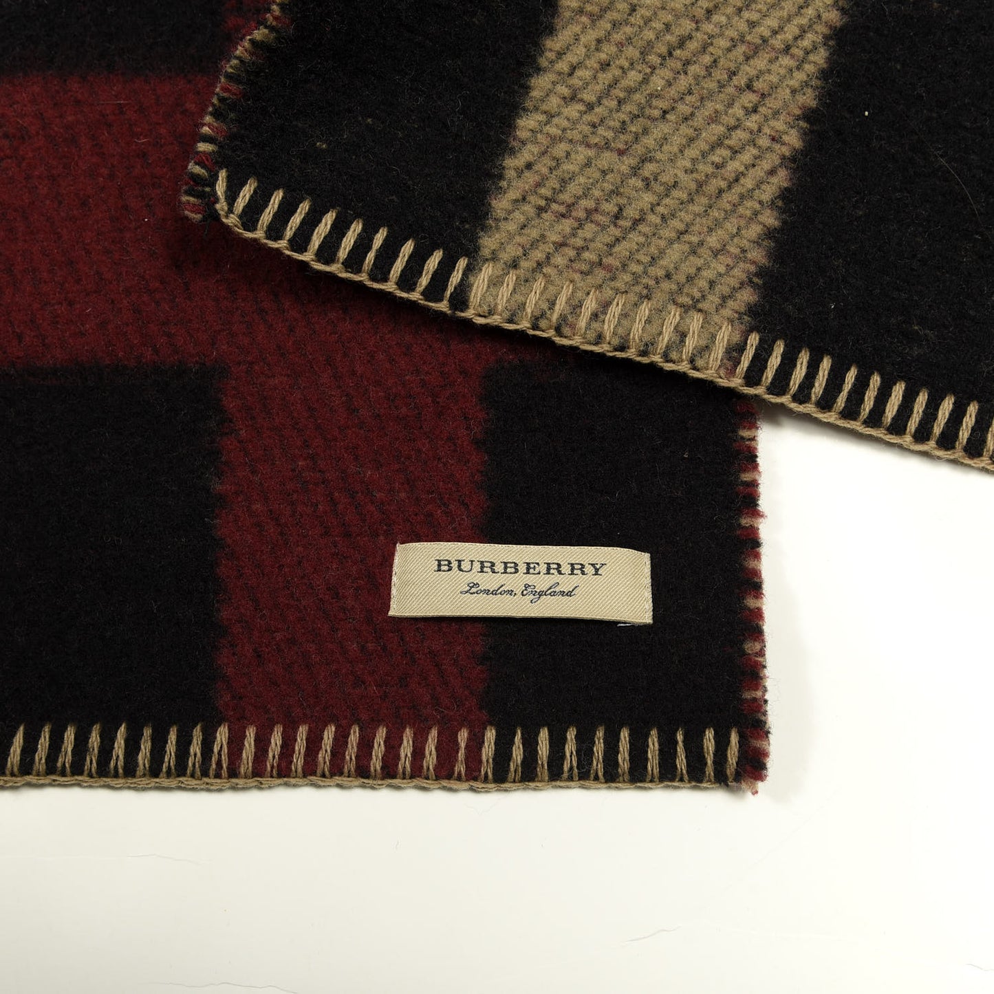 Wool Cashmere Half Mega Check Blanket Scarf House Check