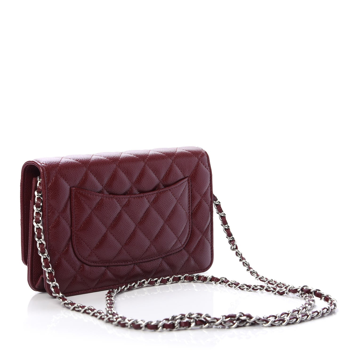 Chanel Caviar Quilted Wallet On Chain WOC Dark Red 3 of 12