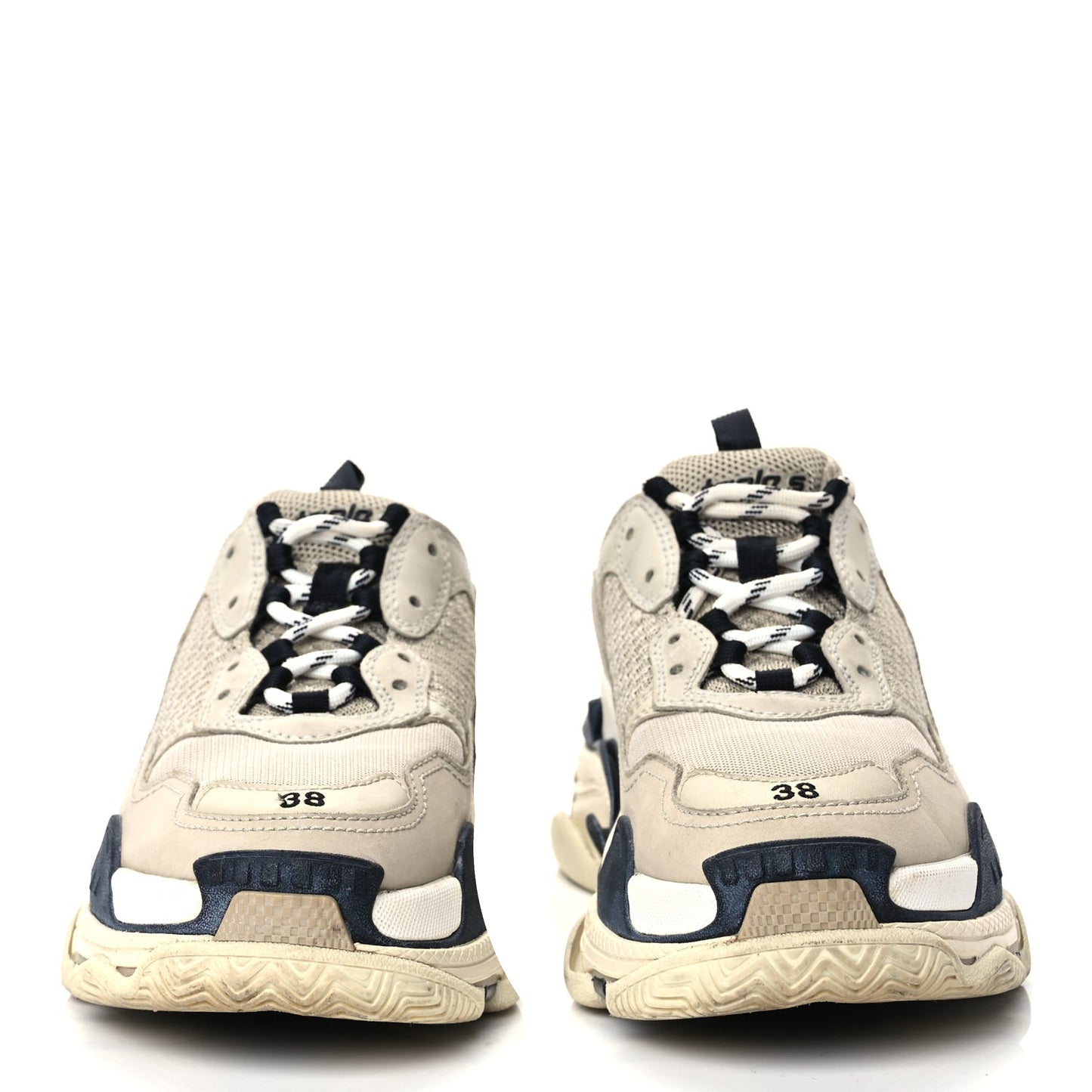 Fabric Mesh Womens Triple S Sneakers 38 Beige Black