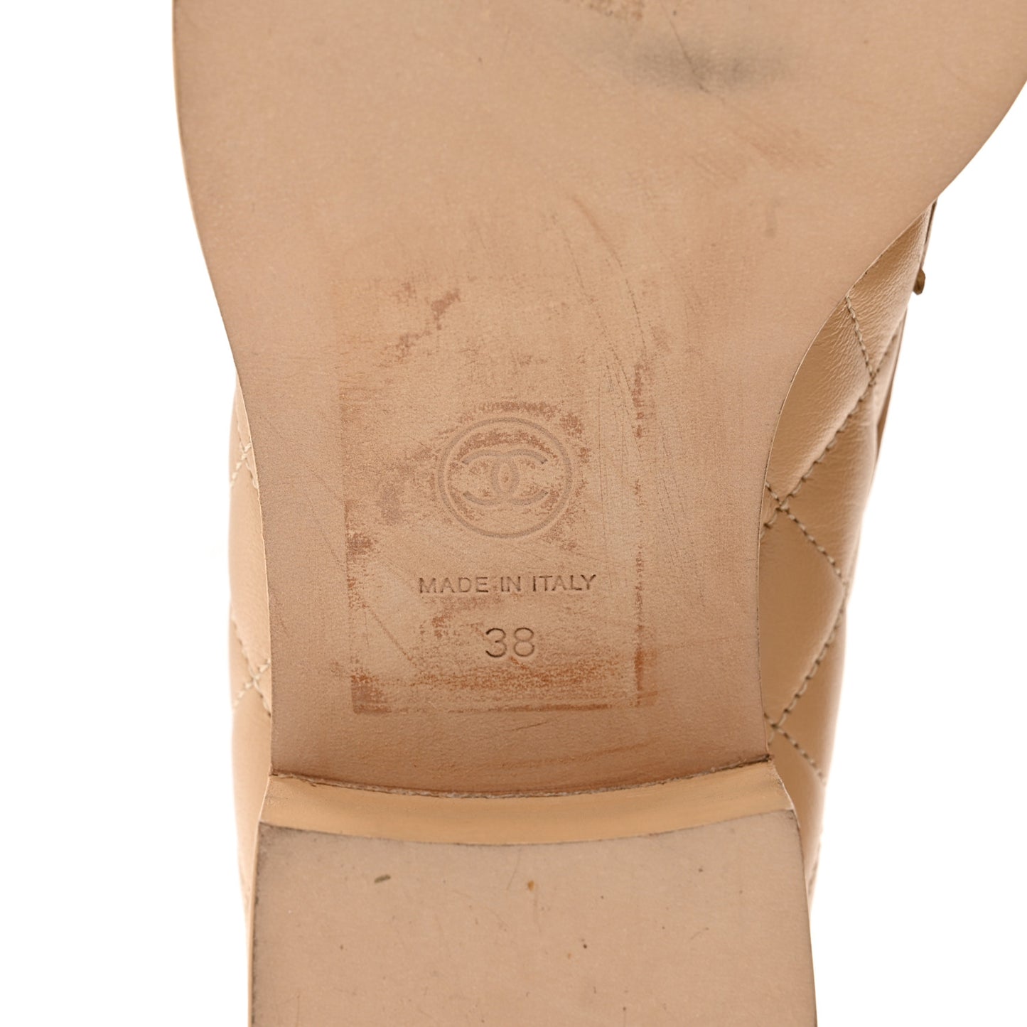 Lambskin Quilted CC Heart Loafers 38 Beige