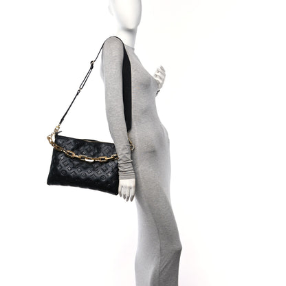 Louis Vuitton Lambskin Embossed Monogram Coussin MM Black 2 of 12