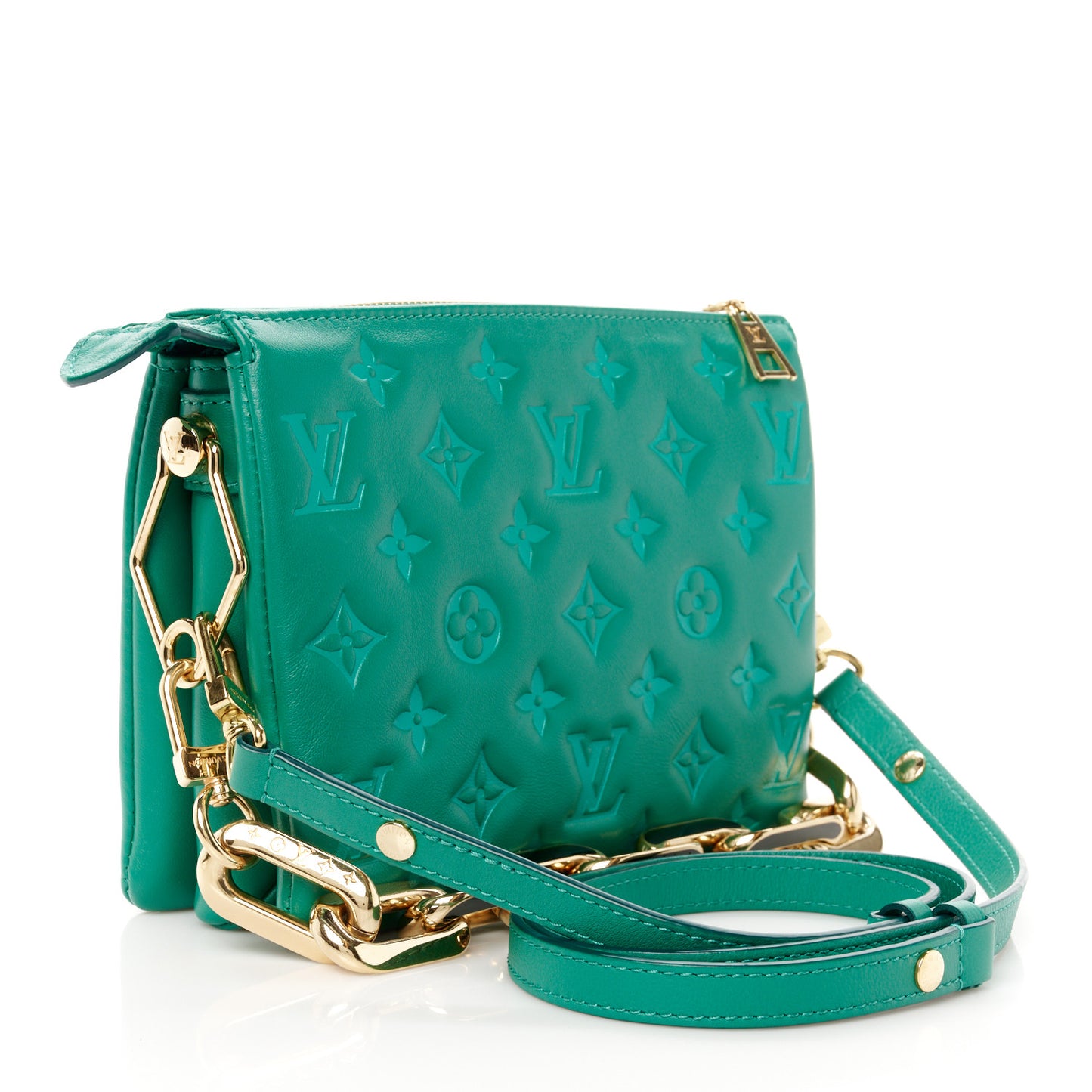 Lambskin Embossed Monogram Coussin BB Emeraude