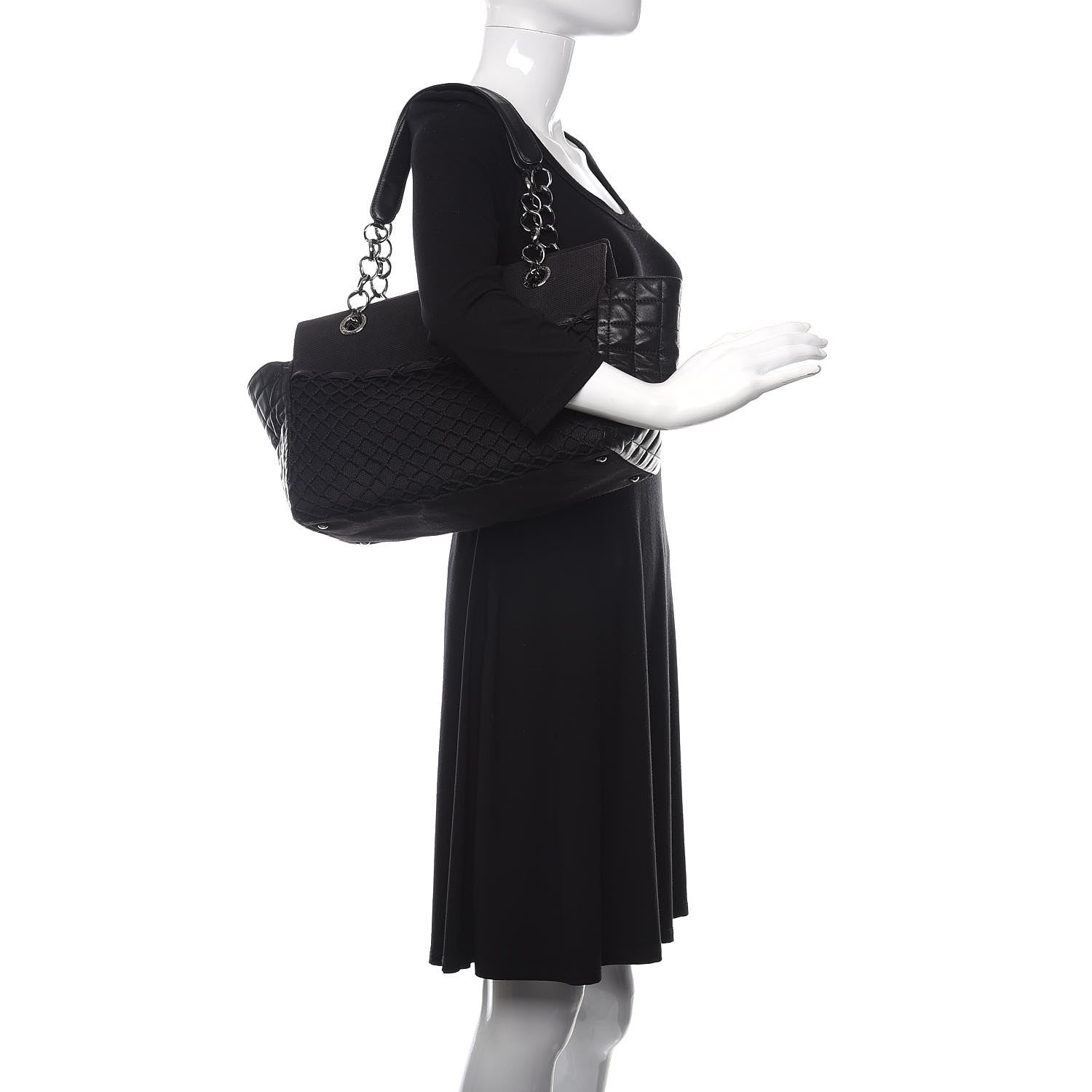Chanel Lambskin Canvas Chocolate Bar CC Shopping Tote Black 3 of 14