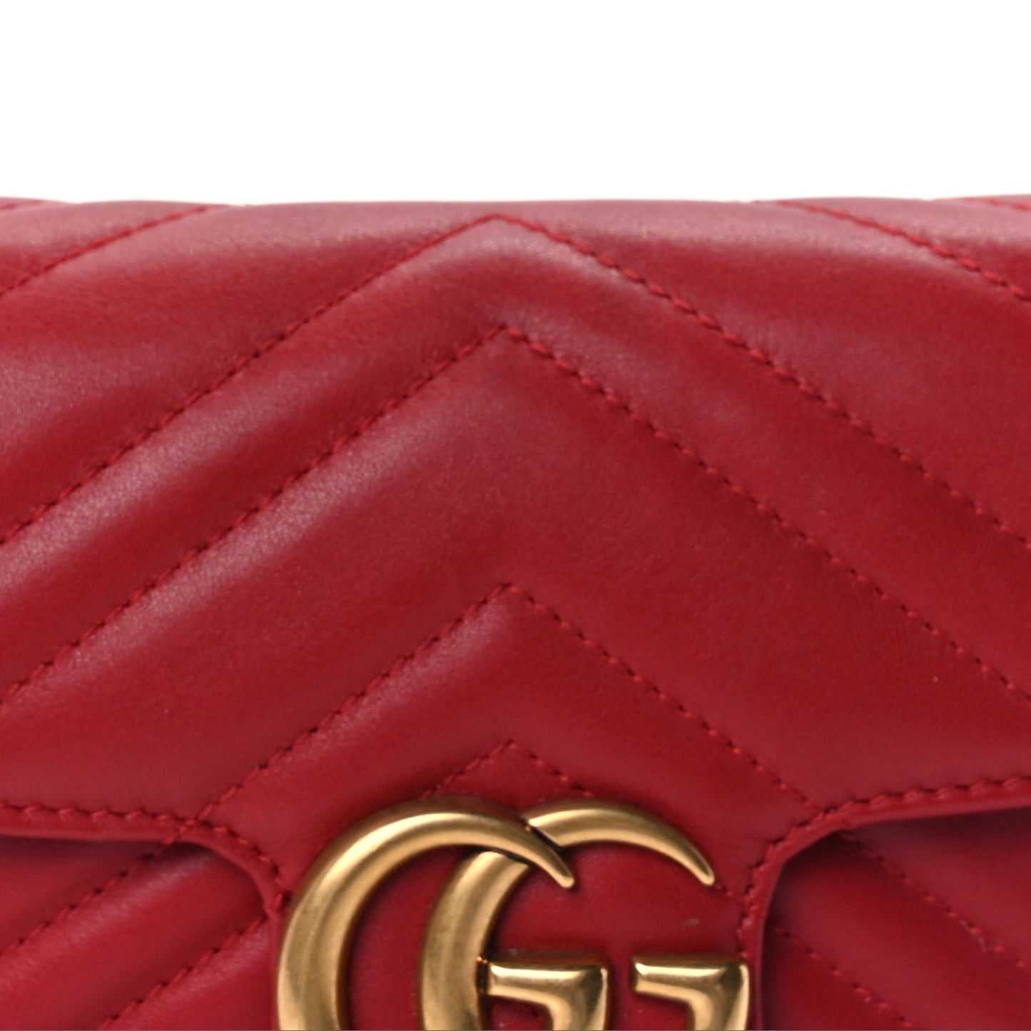 Calfskin Matelasse Super Mini GG Marmont Shoulder Bag Hibiscus Red