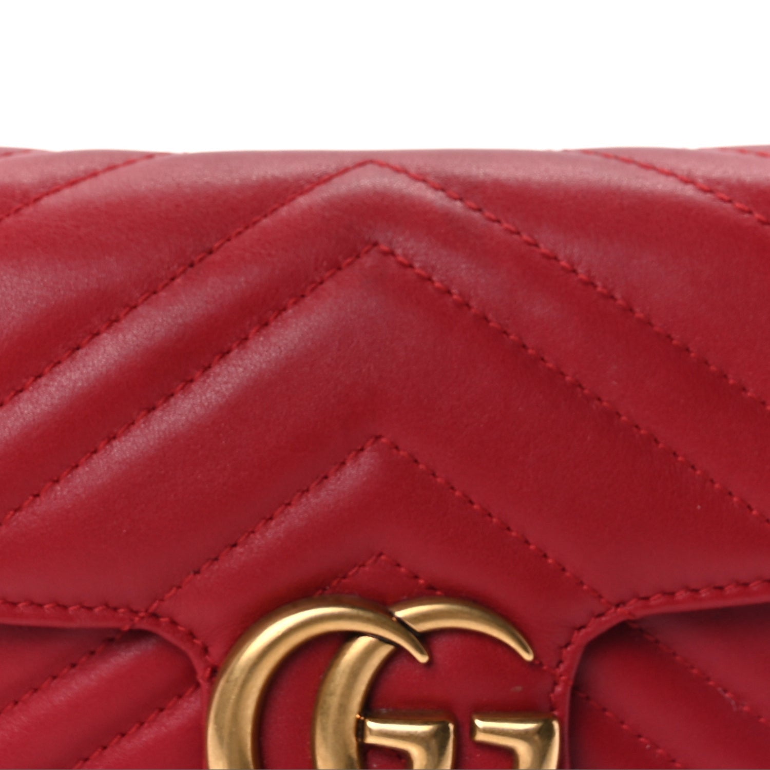 Gucci Calfskin Matelasse Super Mini GG Marmont Shoulder Bag Hibiscus Red 6 of 7