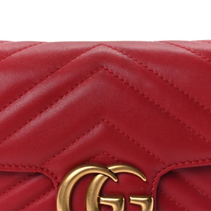 Gucci Calfskin Matelasse Super Mini GG Marmont Shoulder Bag Hibiscus Red 6 of 7
