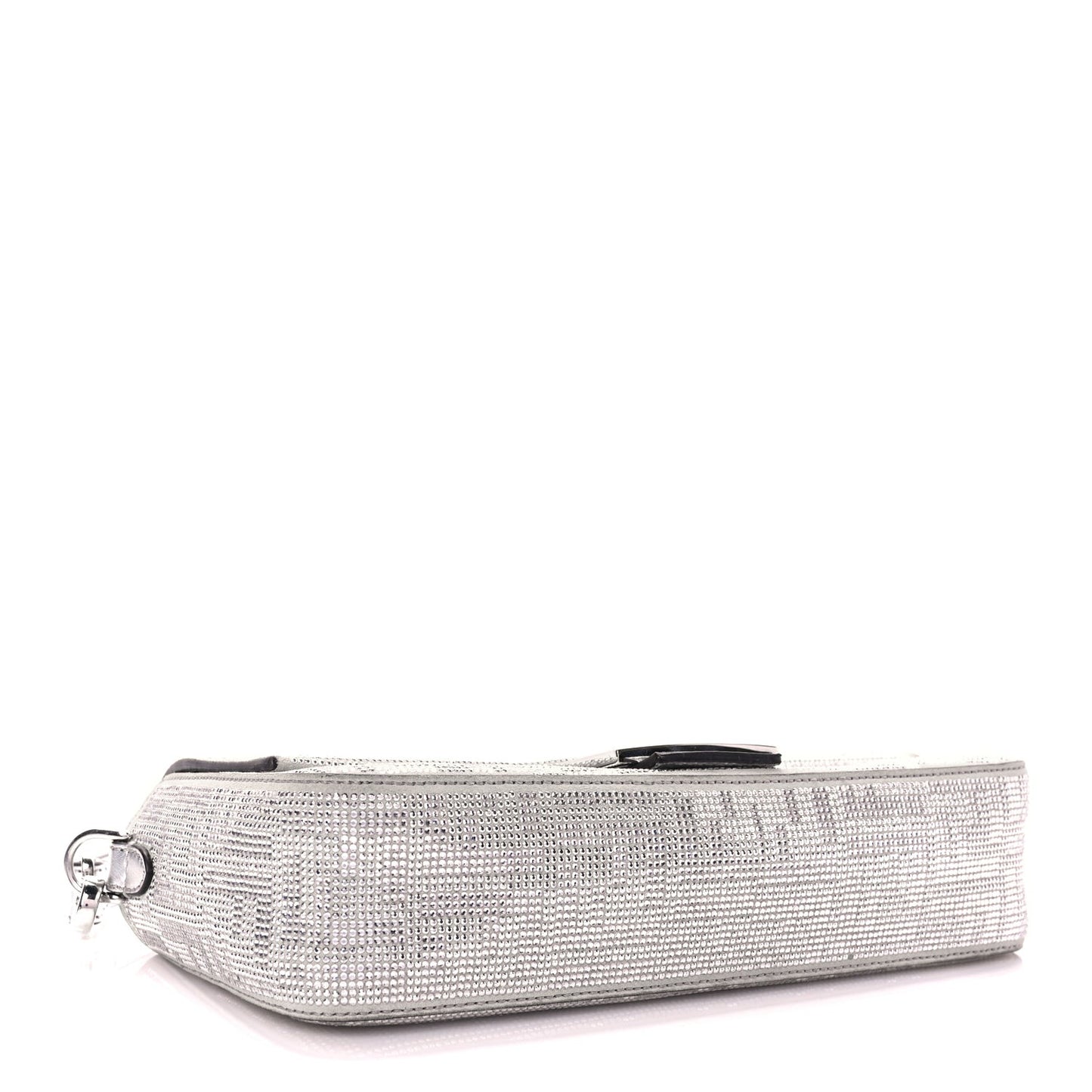 Crystal Vitello Laminato FF Medium Baguette Crystal Argento