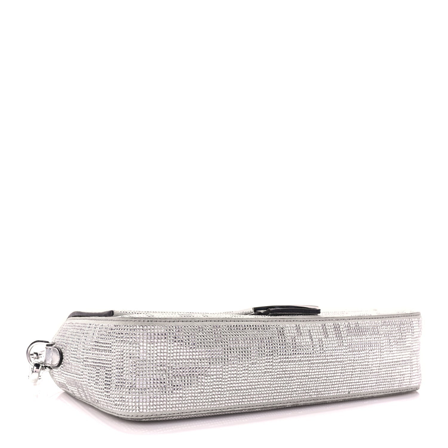 Fendi Crystal Vitello Laminato FF Medium Baguette Crystal Argento 3 of 8