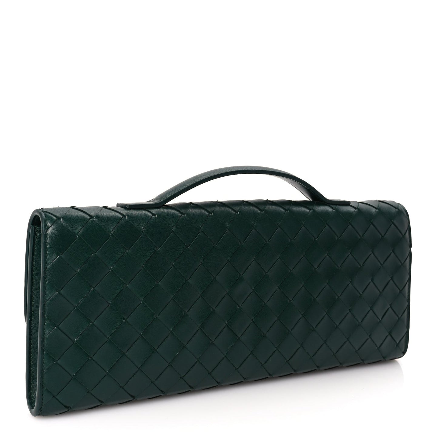 Nappa Intrecciato Long Andiamo Top Handle Clutch Emerald Green