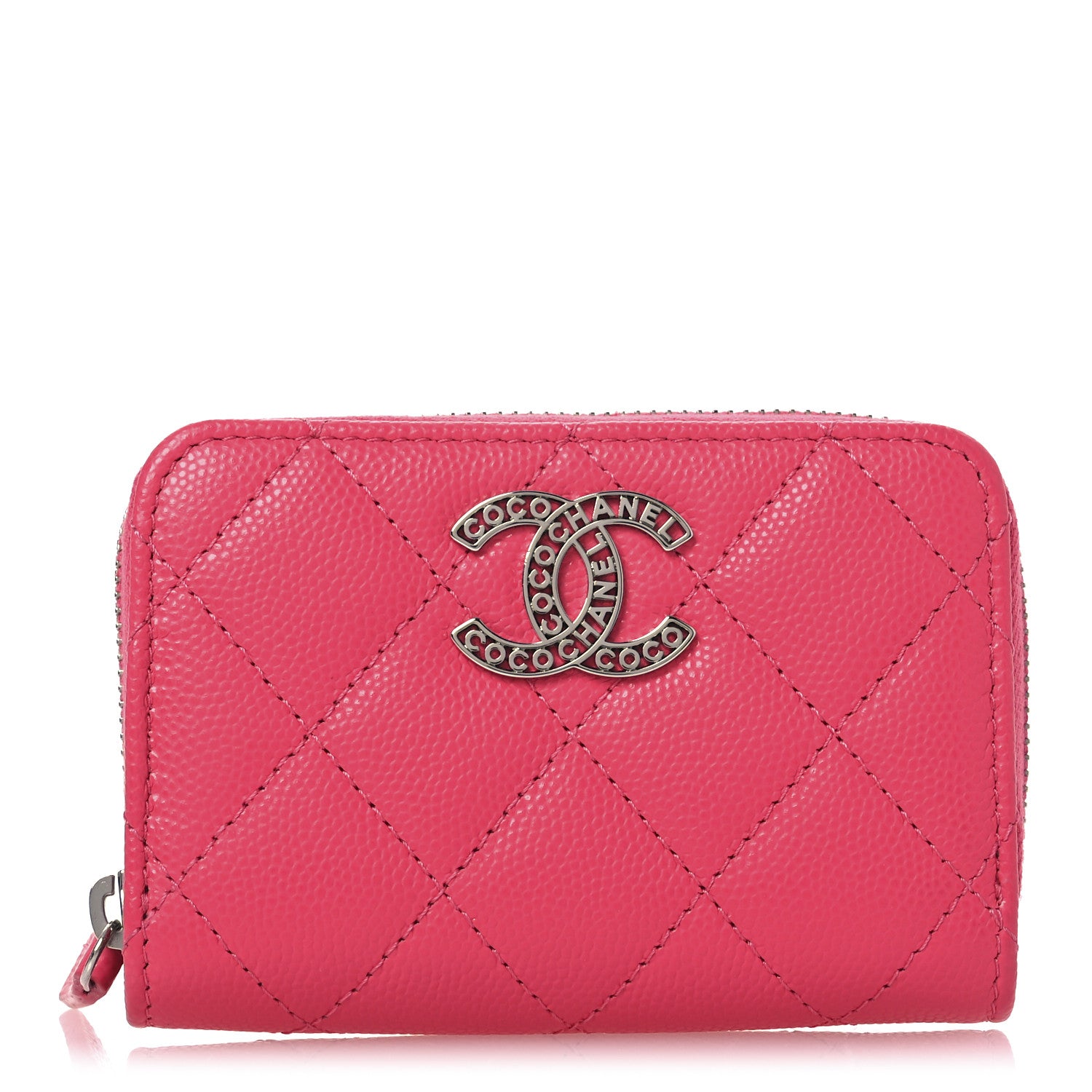 Chanel Caviar Quilted Coco Chanel CC Zip Coin Purse Fuchsia 1 of 9