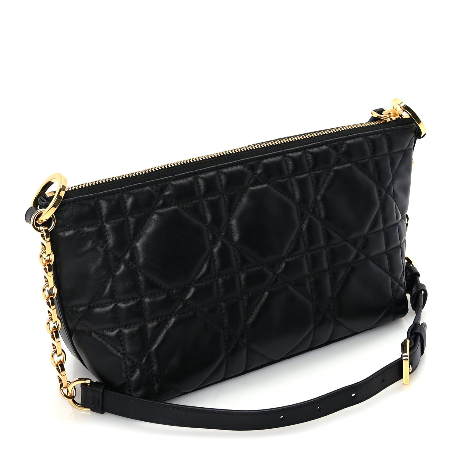 Christian Dior Lambskin Macrocannage DiorStar Hobo Bag Black 2 of 8