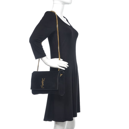 Saint Laurent Smooth Calfskin Suede Medium Reversible Monogram Kate Satchel Black 2 of 14