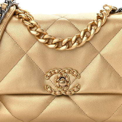 Chanel Metallic Goatskin Quilted Medium Chanel 19 Flap Gold 8 of 12