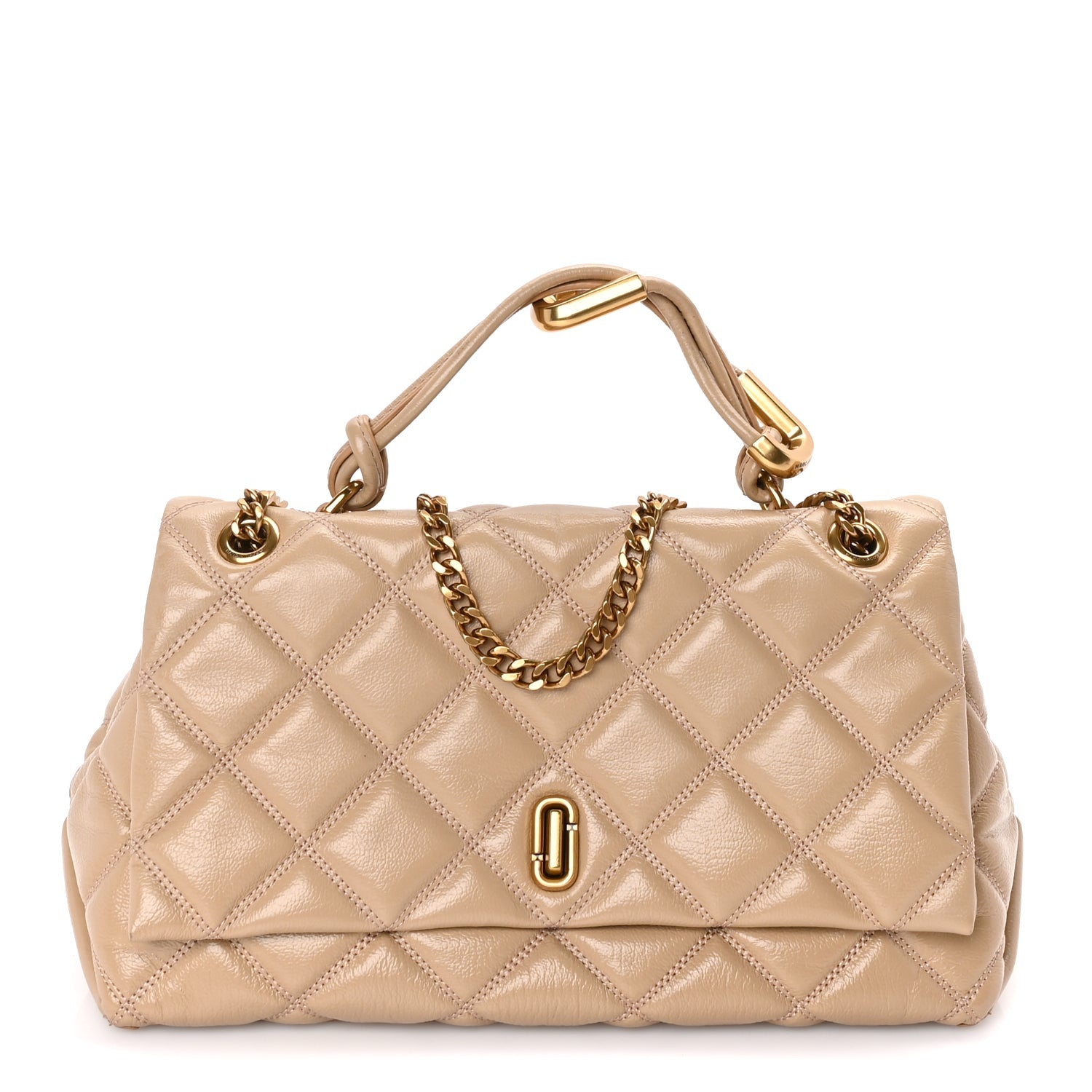 Marc Jacobs Lambskin Quilted Dual Convertible Medium Shoulder Bag Camel 1 of 8