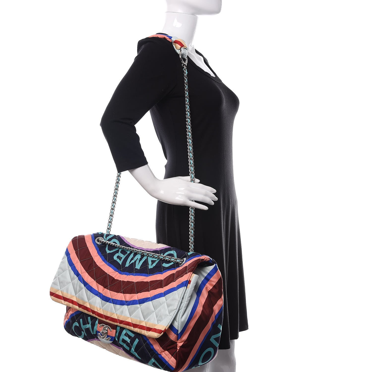 Chanel Fabric Quilted Printed XXL Flap Multicolor 2 of 10