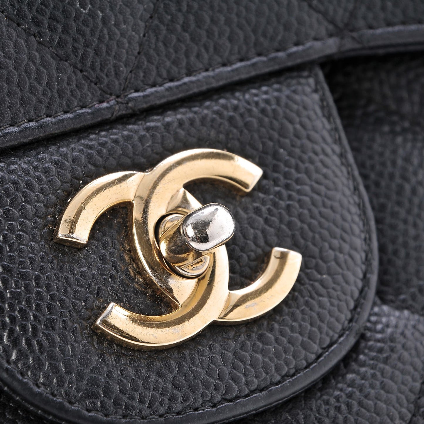 Caviar Quilted Jumbo Double Flap Black