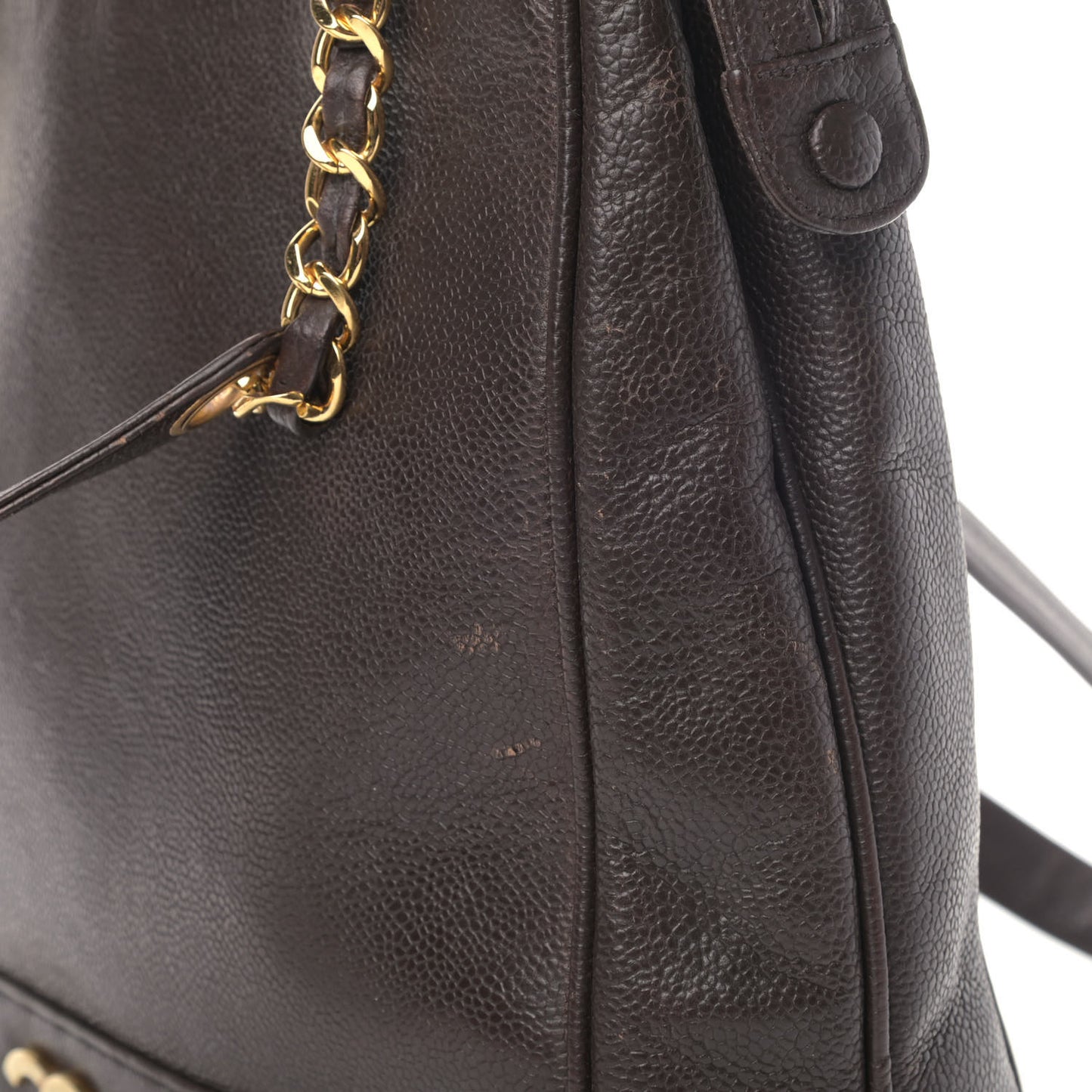 Caviar CC Shoulder Bag Dark Brown