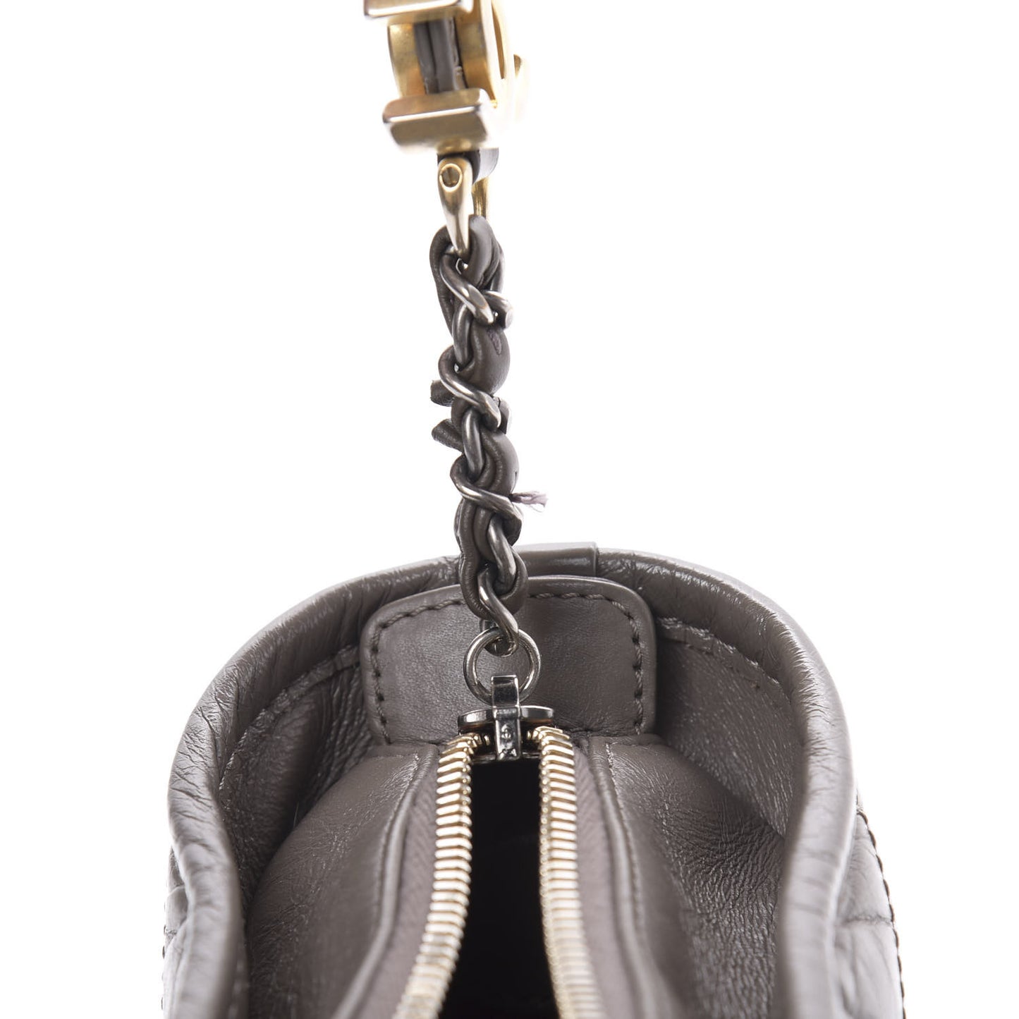 Aged Calfskin Quilted Small Gabrielle Hobo Grey