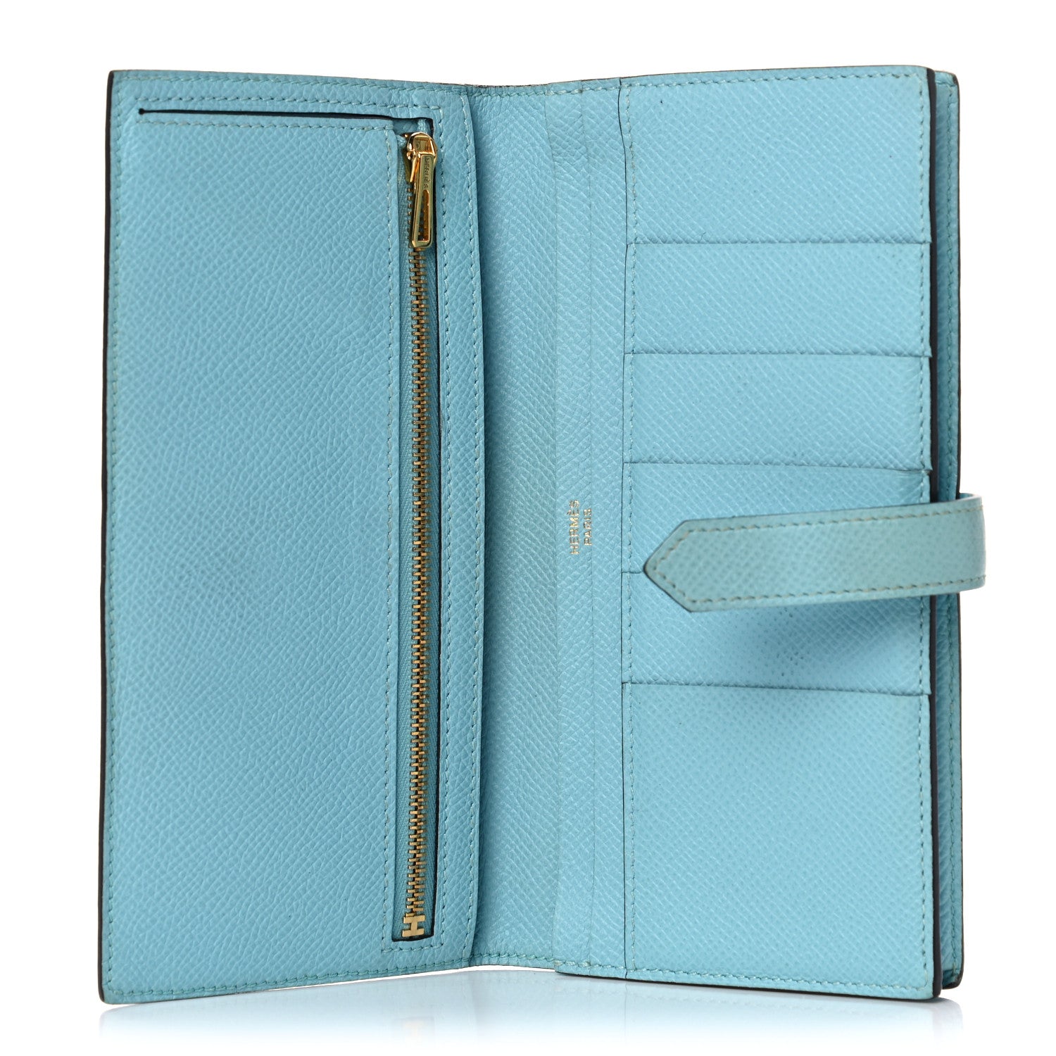 Hermes Epsom Bearn Gusset Wallet Bleu Atoll 5 of 15
