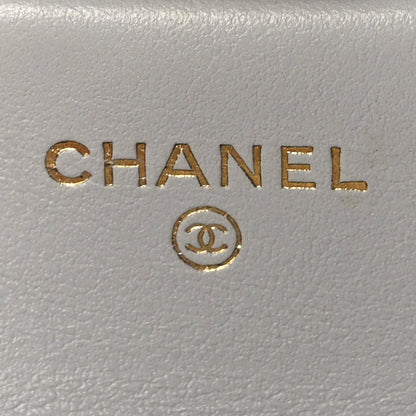 Chanel Calfskin Quilted Lady Handle Flap Card Holder With Chain  Grey 5 of 9