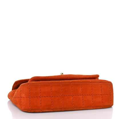Chanel Suede Square Double Stitch Flap Orange 4 of 12