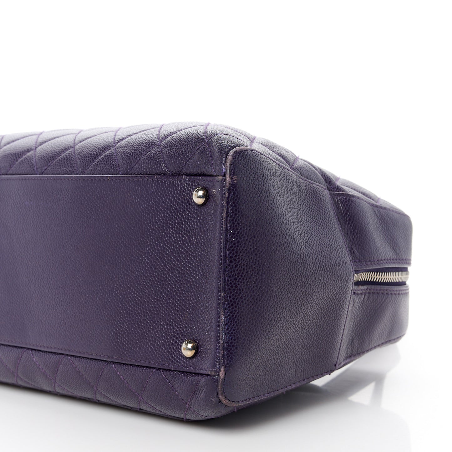 Caviar Quilted Bowler Dark Purple