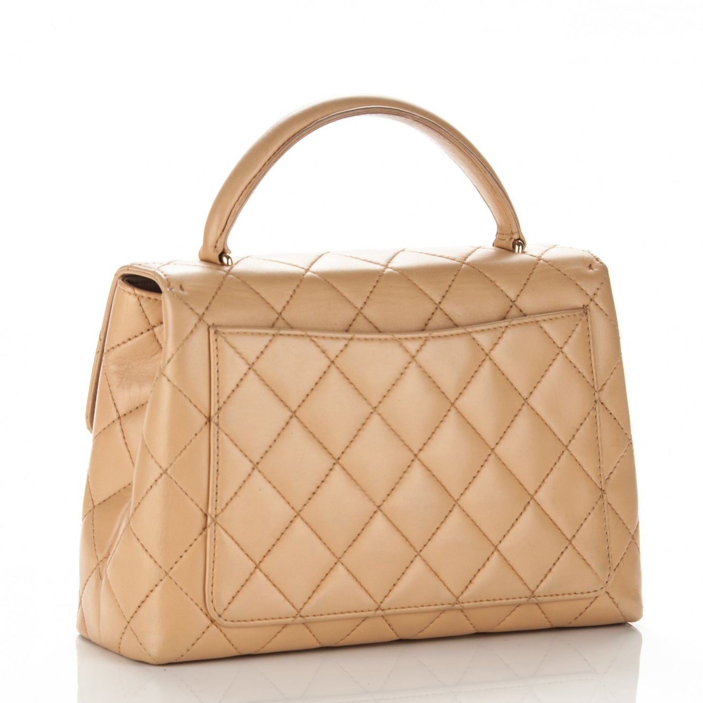 Lambskin Quilted Medium Kelly Flap Bag Beige
