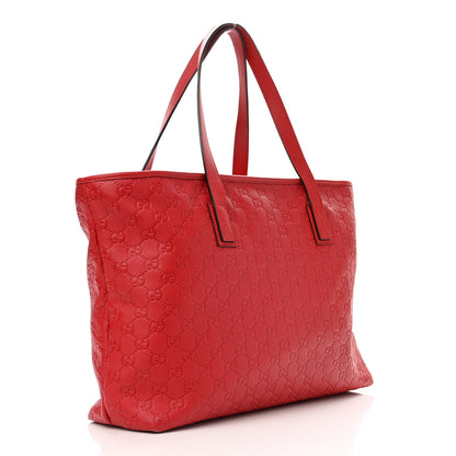 Gucci Guccissima Medium Zippered Shopping Tote Red 3 of 13
