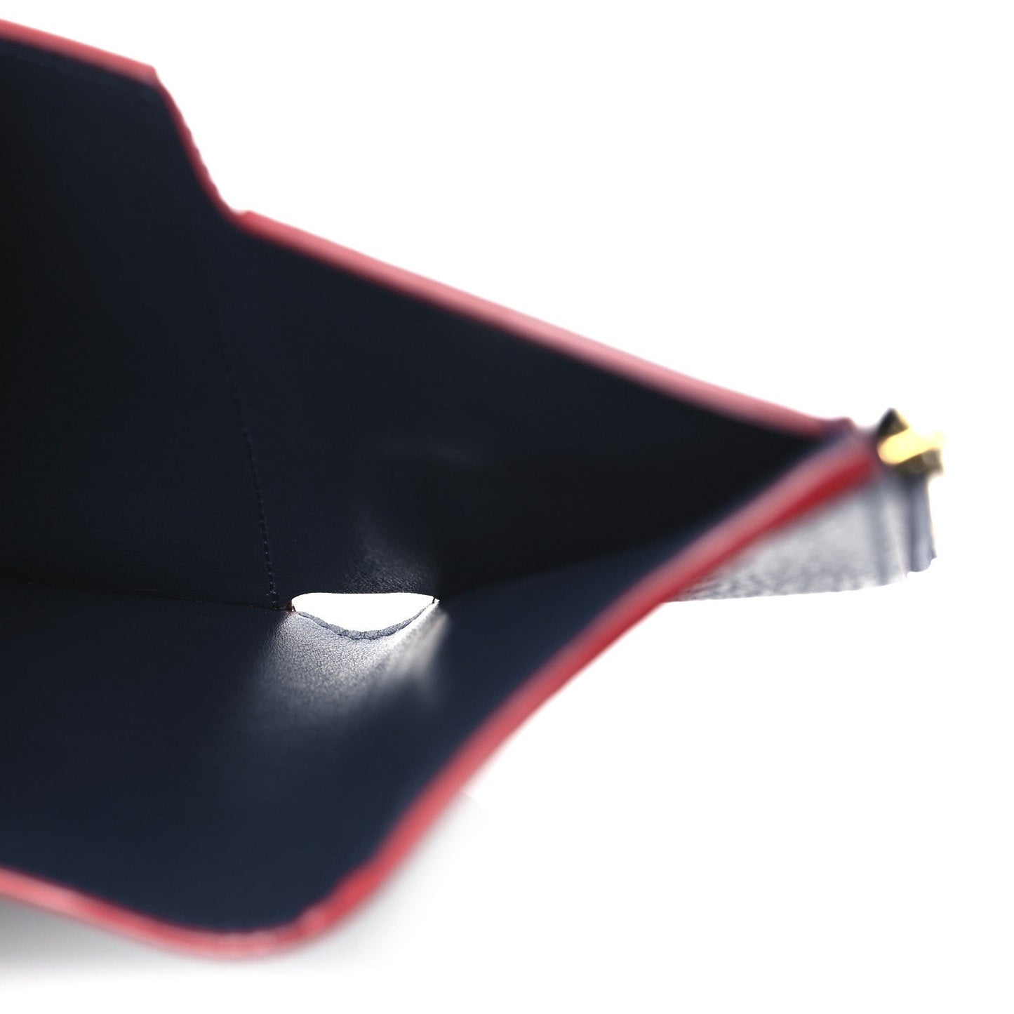 Taurillon Capucines Compact Wallet Marine Rouge