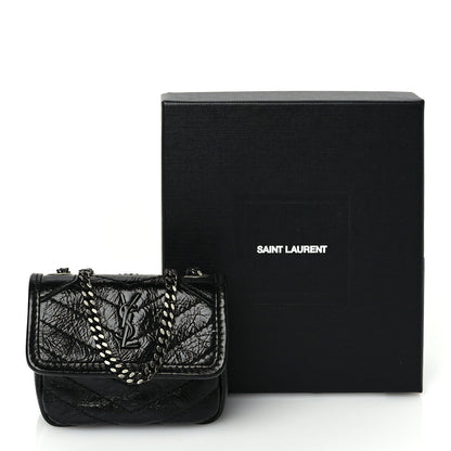 Saint Laurent Crinkled Calfskin Matelasse Monogram Niki Airpods Holder Micro Bag Black 9 of 9