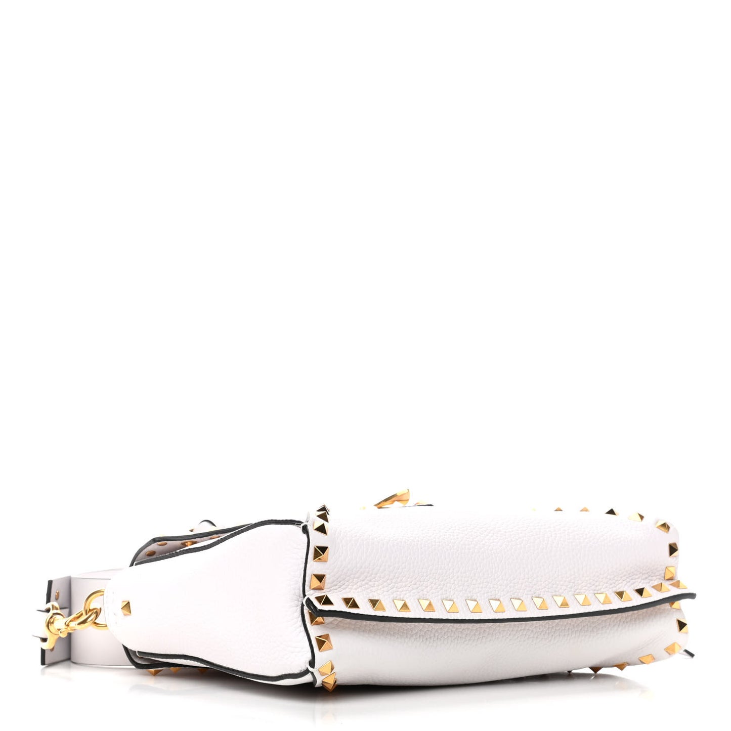 Pebbled Calfskin Medium Rockstud Hype Shoulder Bag White