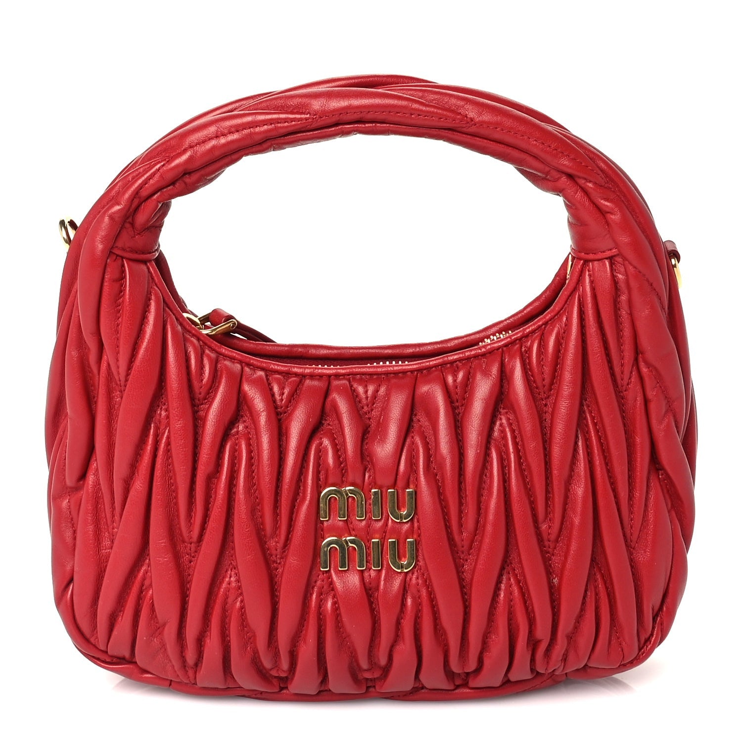 Miu Miu Nappa Matelasse Small Wander Hobo  Red 1 of 8