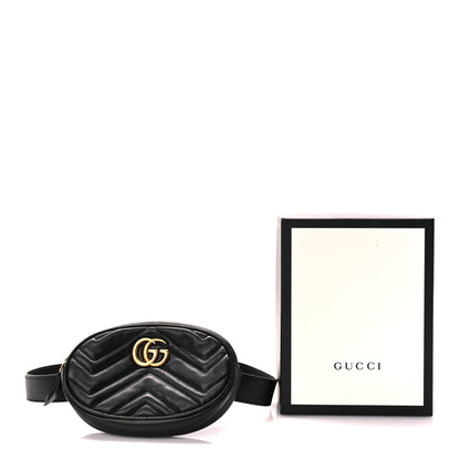 Gucci Calfskin Matelasse GG Marmont Belt Bag 85 Black 10 of 10