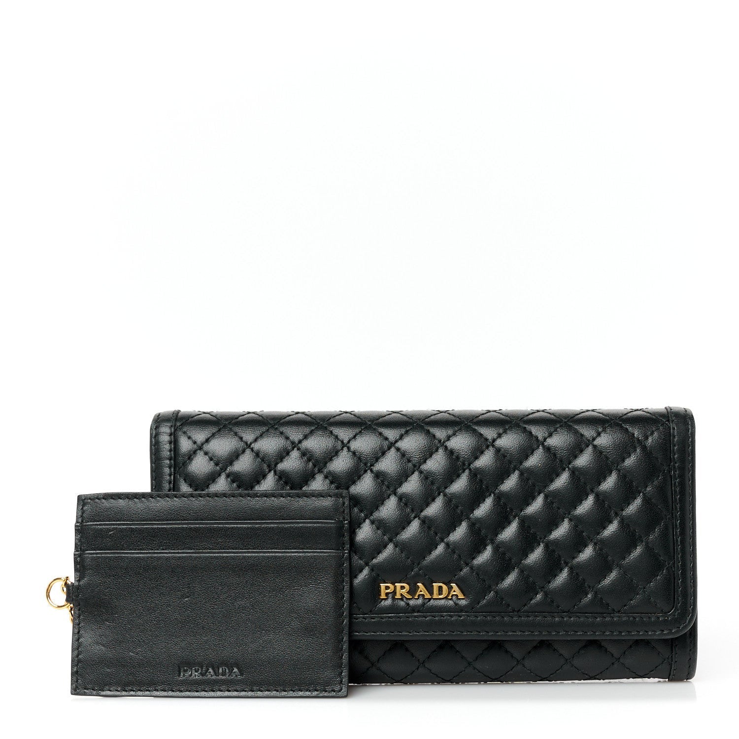 Prada Soft Calfskin Quilted Continental Flap Wallet Black 2 of 7