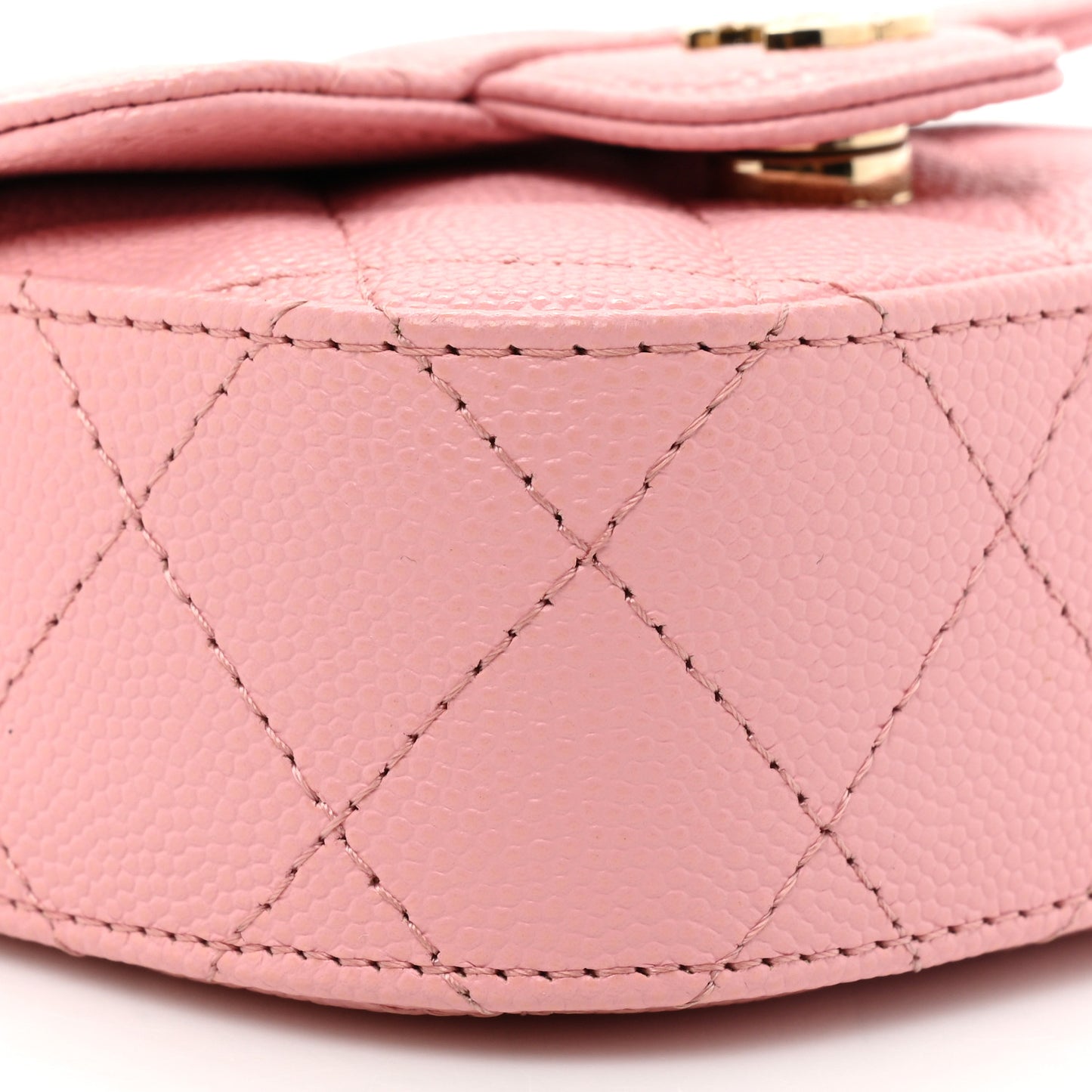 Caviar Quilted Mini Clutch With Chain Pink