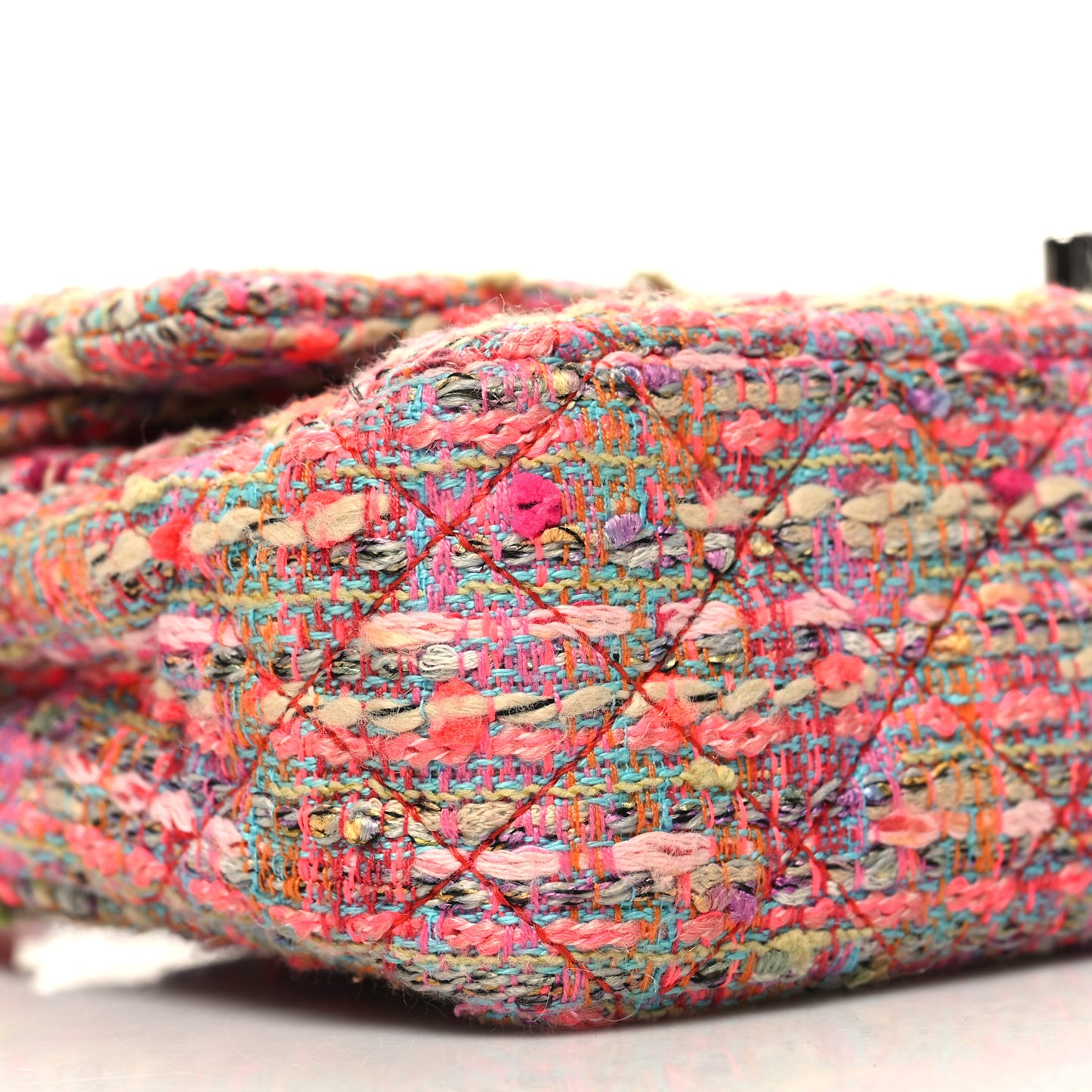 Tweed Quilted Medium Double Flap Pink