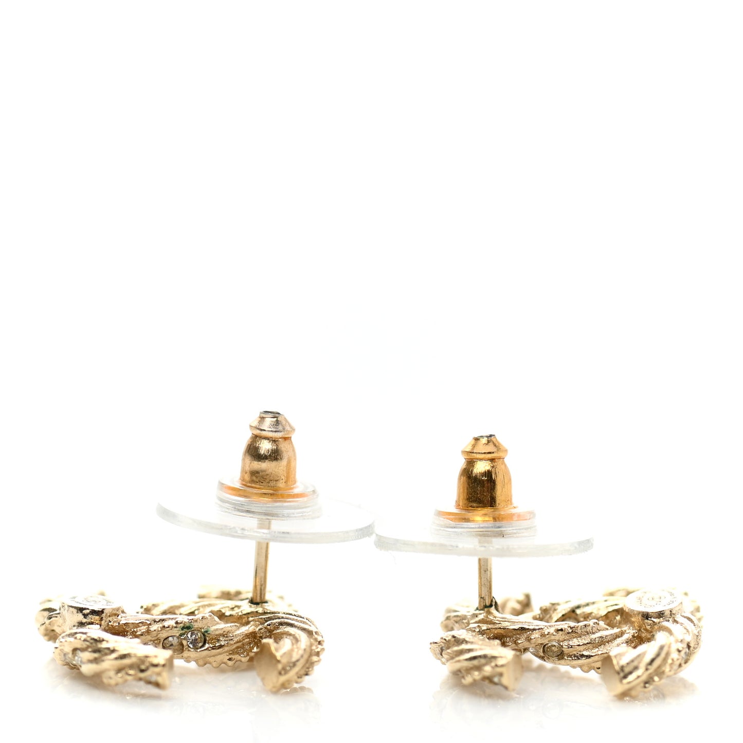 Crystal Twisted CC Earrings Gold