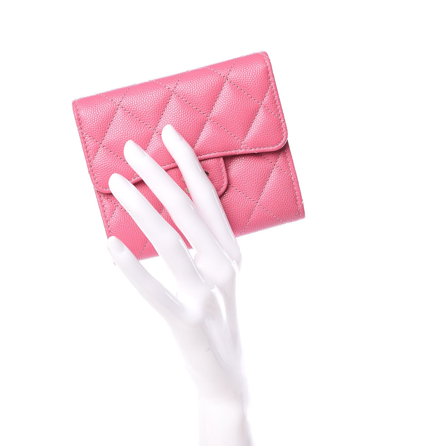 Chanel Caviar Quilted Compact Flap Wallet Pink 2 of 9