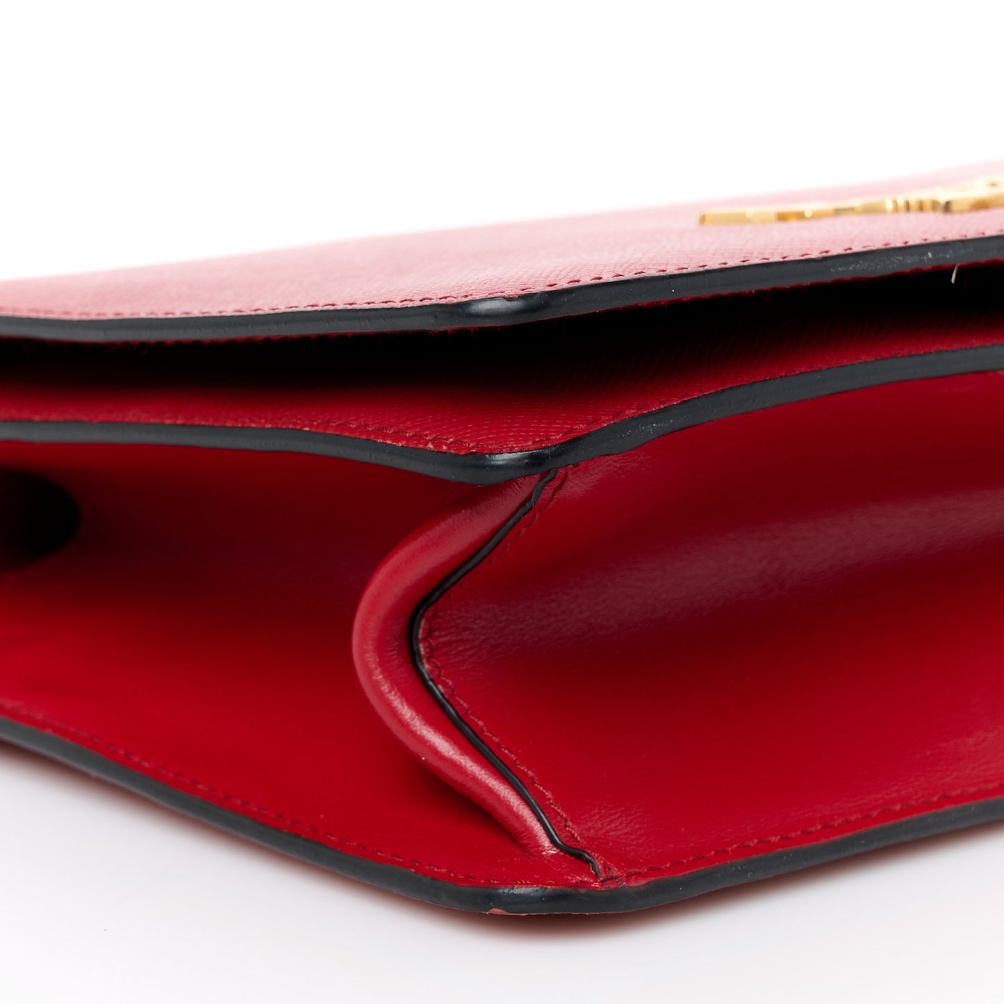 Saffiano Chain Shoulder Bag Fuoco