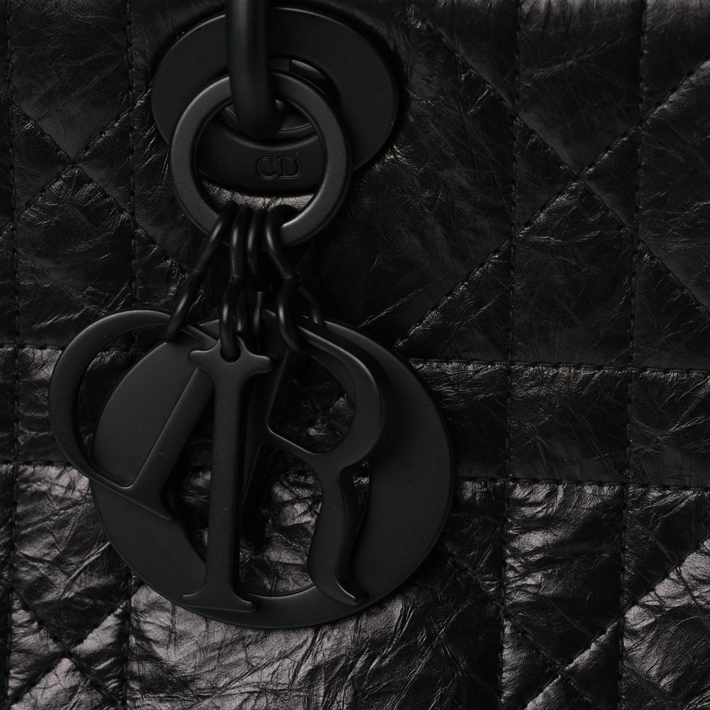 Crinkled Calfskin Macrocannage Medium My ABCDior Lady D-Sire Black