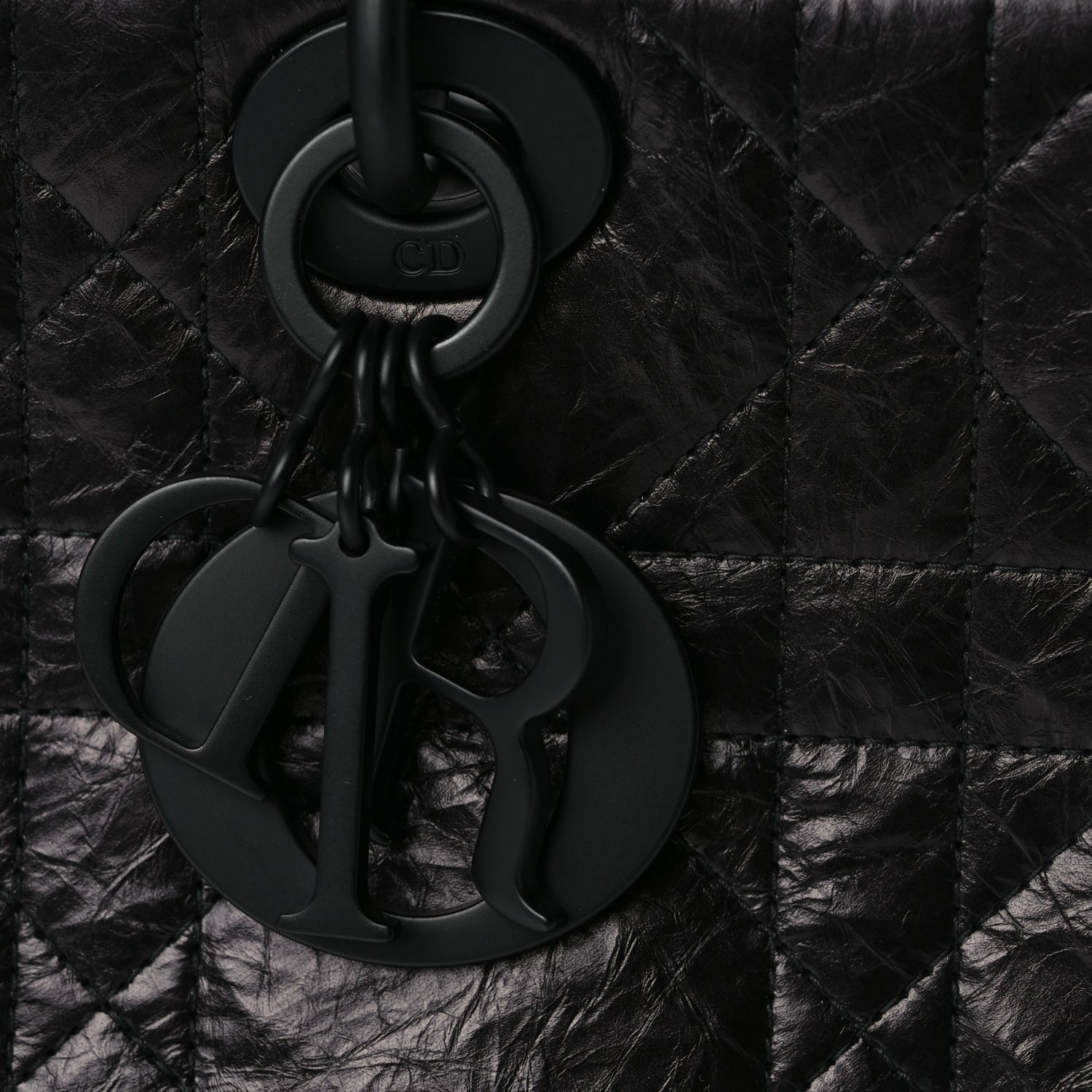 Christian Dior Crinkled Calfskin Macrocannage Medium My ABCDior Lady D-Sire Black 7 of 10