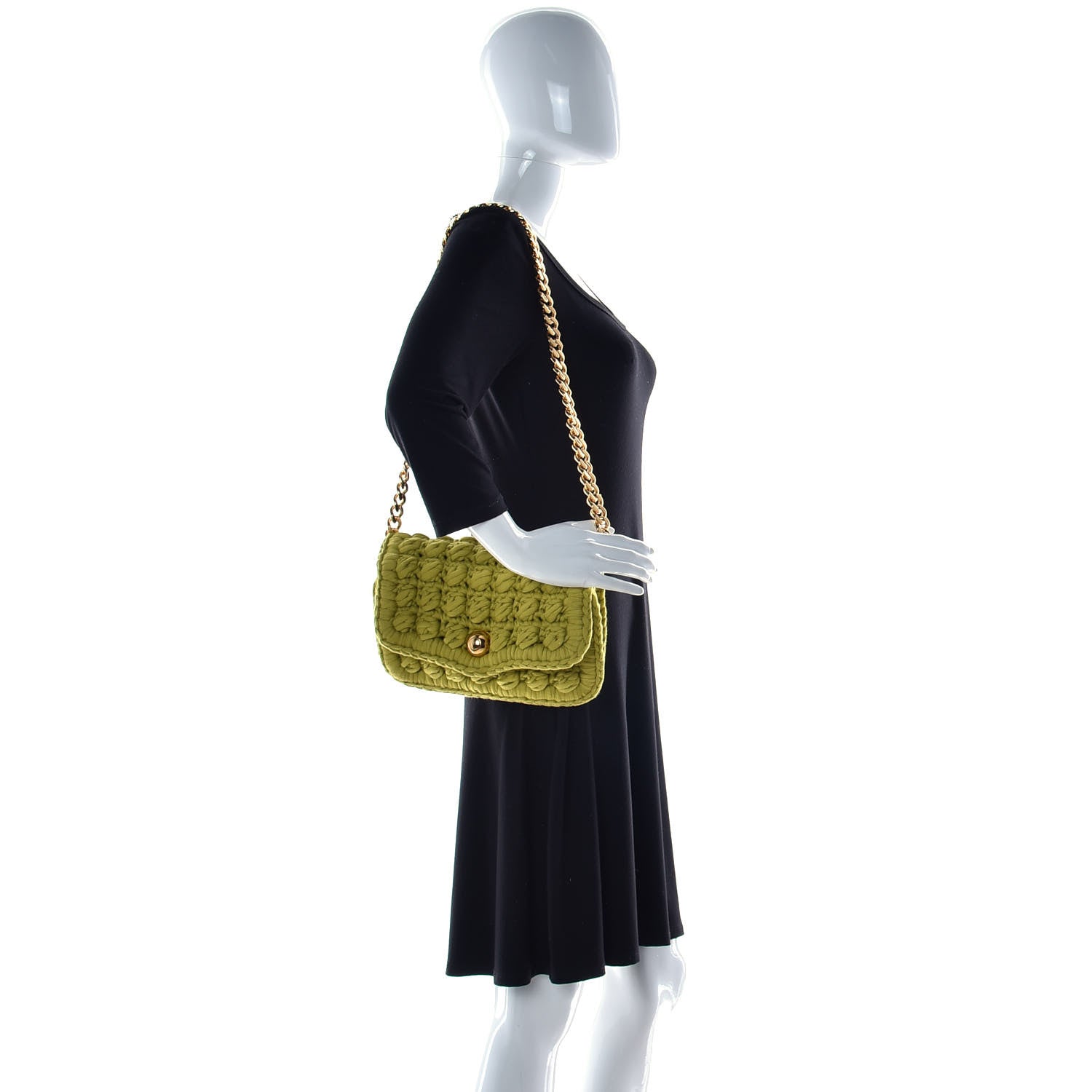 Bottega Veneta Jersey Crochet Shoulder Bag Kiwi 2 of 9