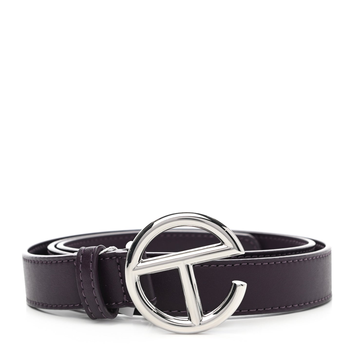 Vegan Leather Logo Belt M/L Eggplant