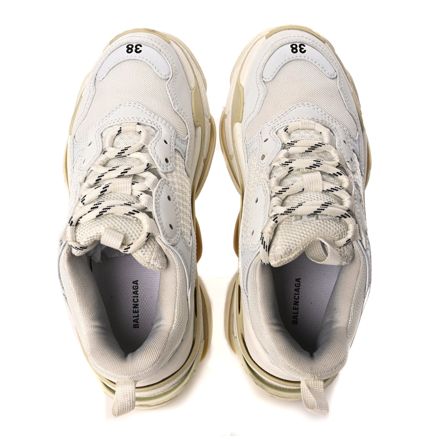 Fabric Mesh Womens Triple S Sneakers 38 White