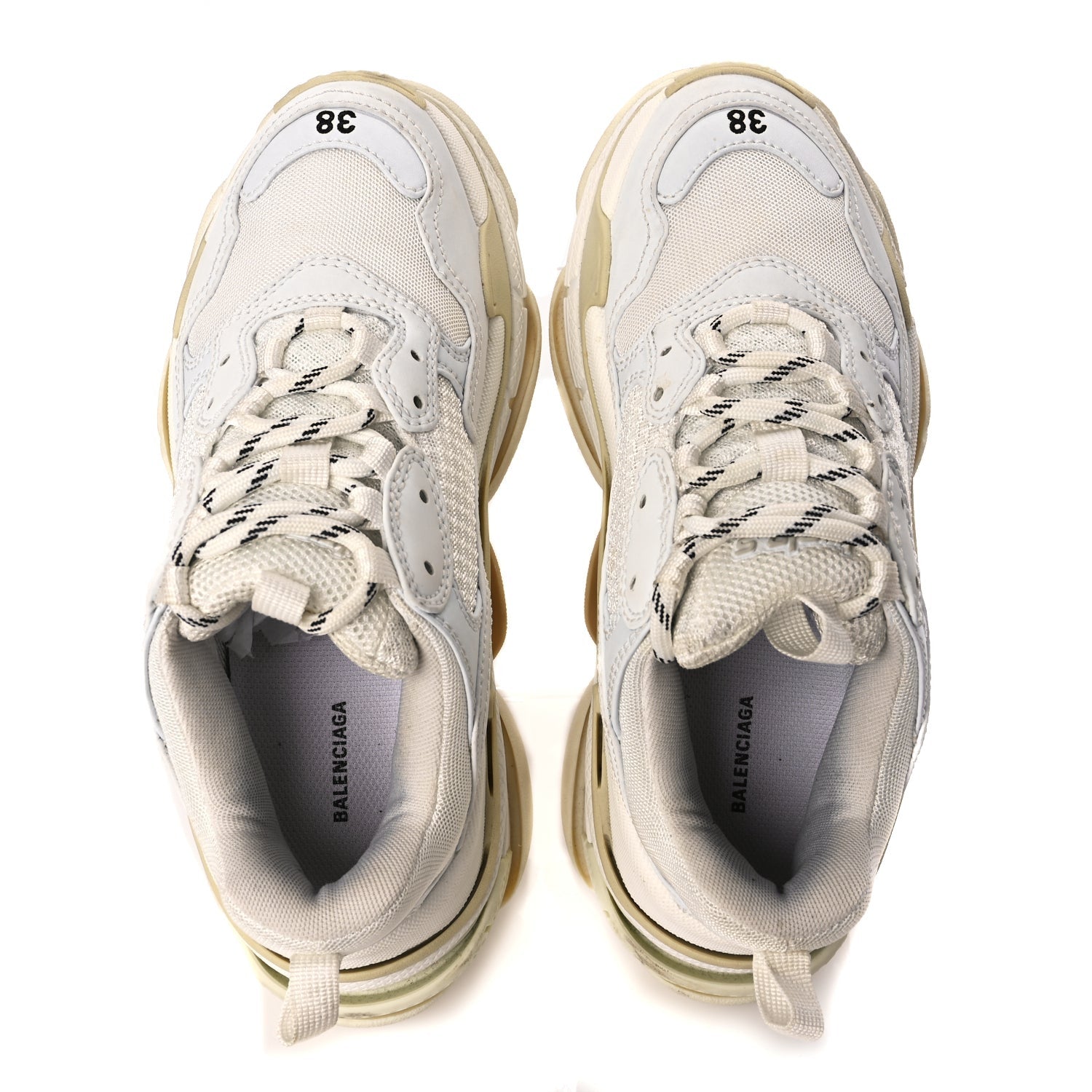 Balenciaga Fabric Mesh Womens Triple S Sneakers 38 White 5 of 7