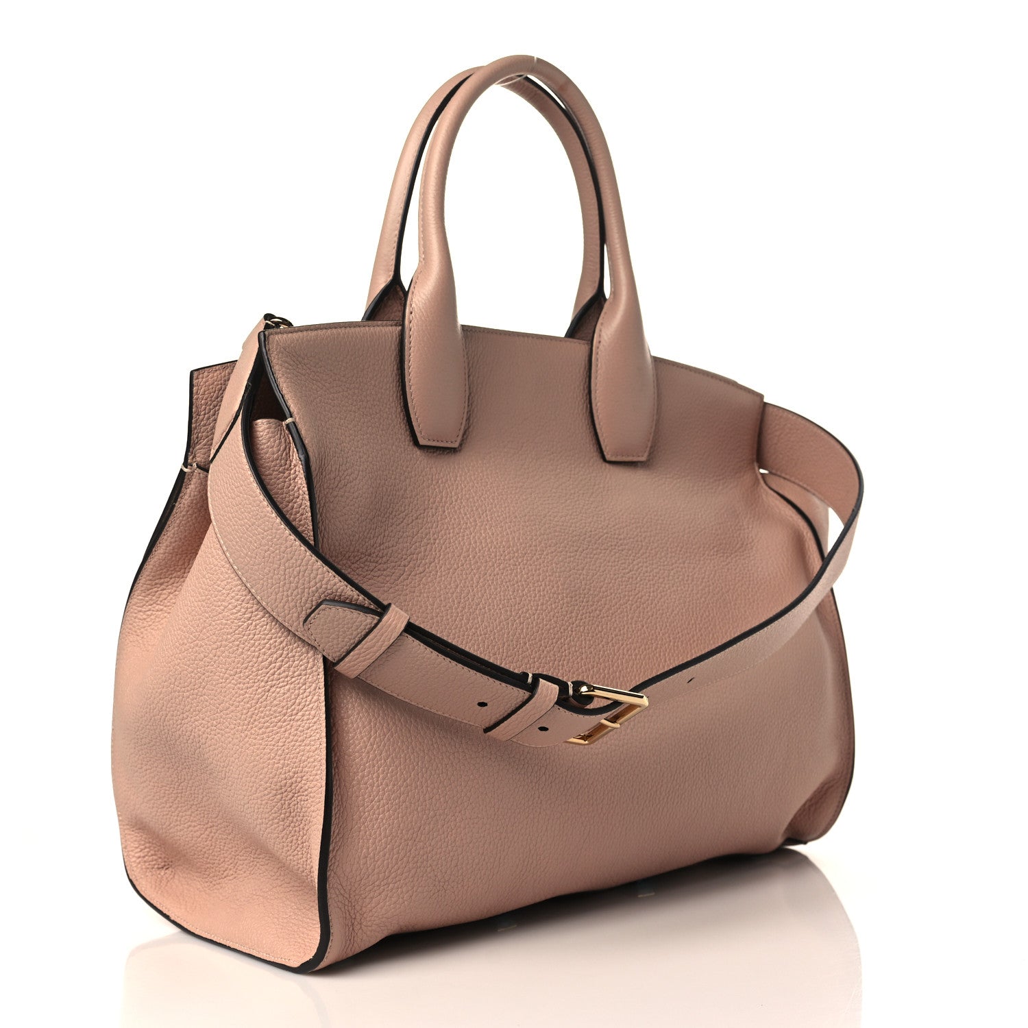 Salvatore Ferragamo Hammered Calfskin Medium Studio Top Handle Bag Beige 3 of 10