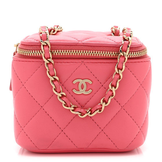 Chanel Lambskin Quilted Mini Vanity Case With Chain Pink 1 of 1