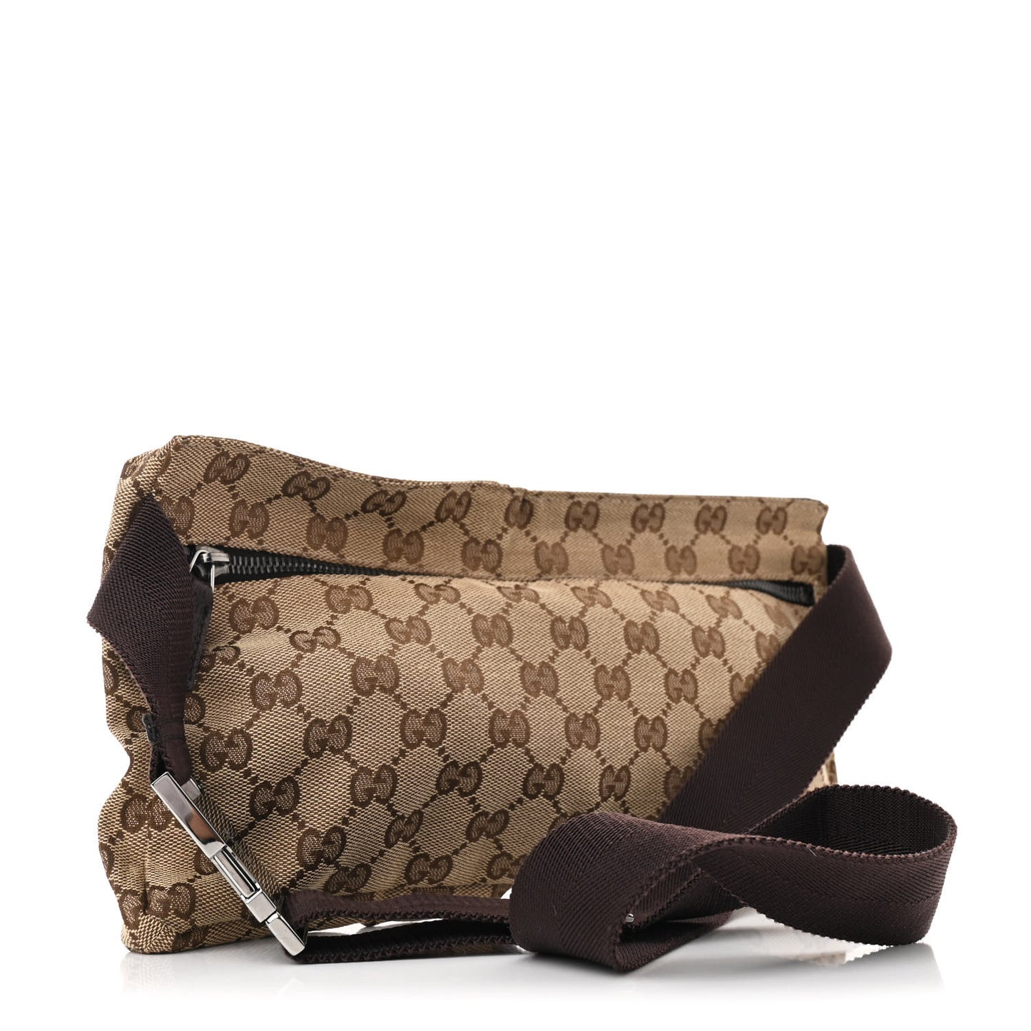 GG Monogram Double Pocket Belt Bag Dark Brown