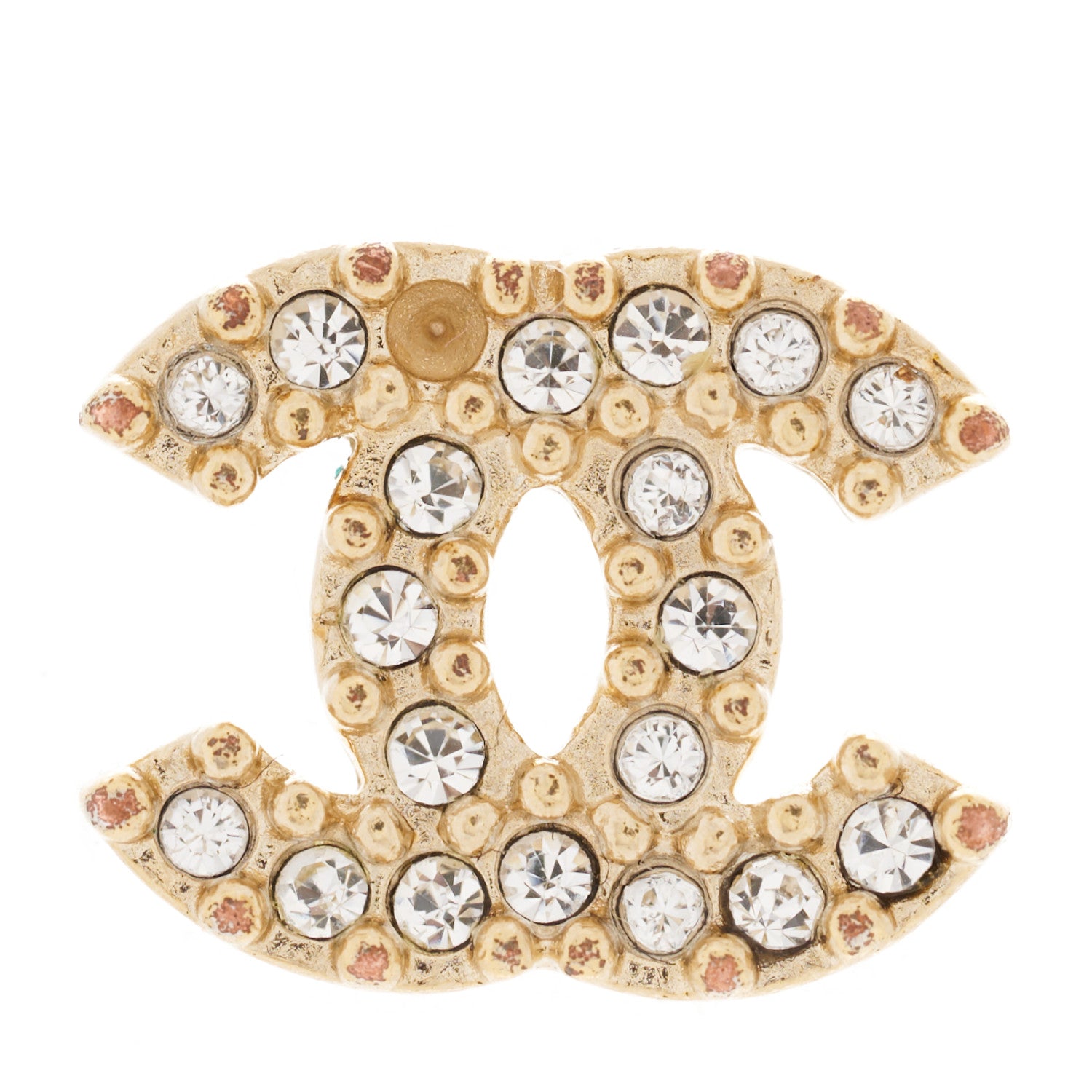Chanel Crystal Timeless CC Earrings Light Gold 4 of 5