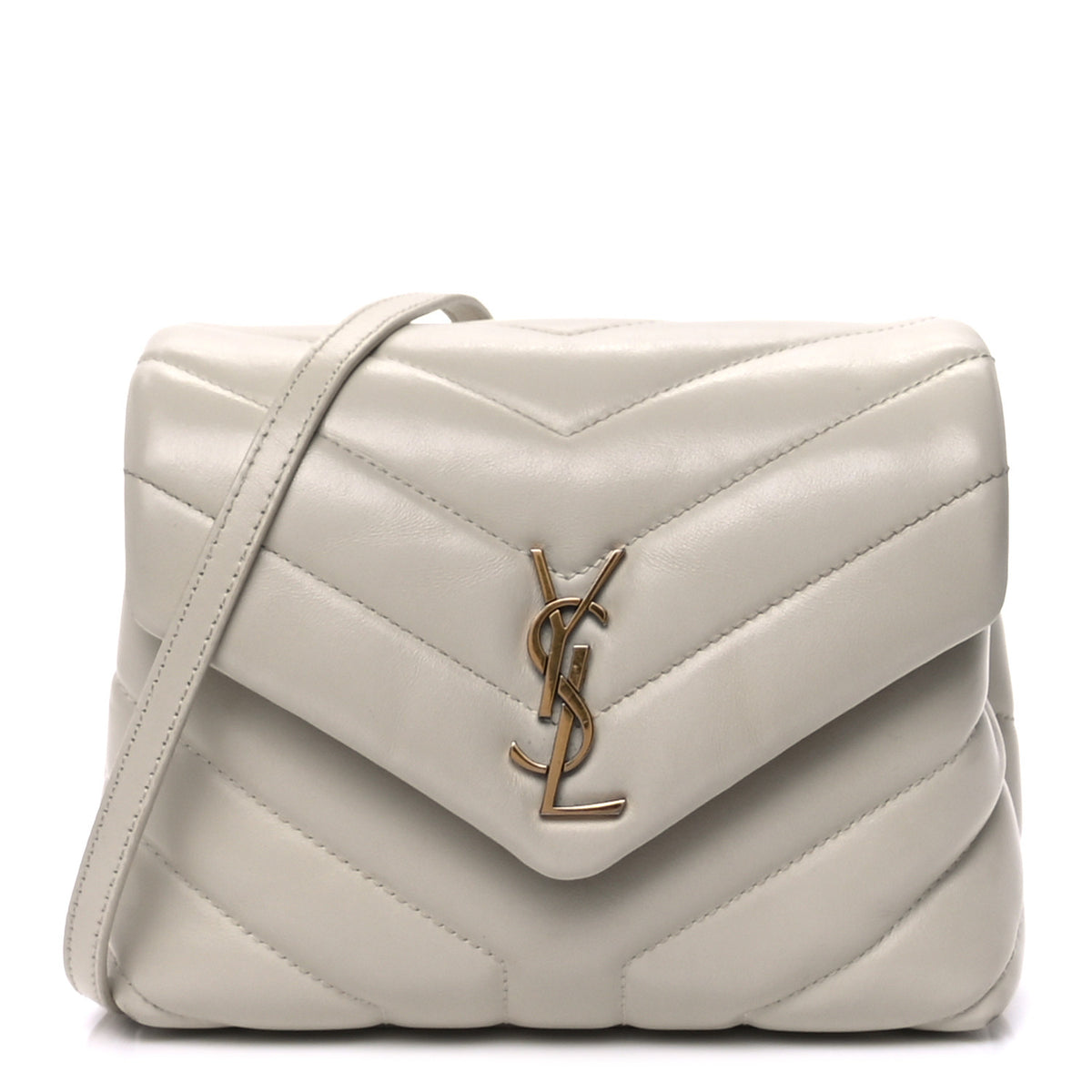 Calfskin Y Quilted Monogram Toy Loulou Crossbody Bag Blanc Vintage